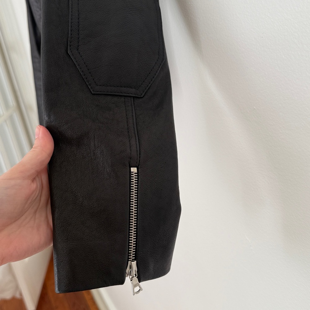 Khaite Black Leather Moto Jacket Size 2 - Picture 6 of 9